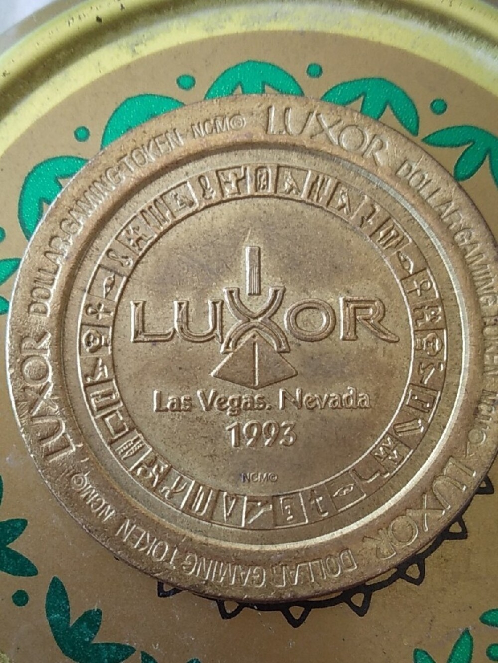Vintage 1993 Luxor Casino Gold Gaming Token with Sphinx
